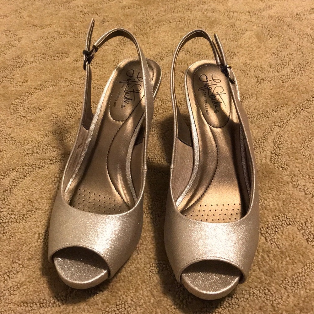 Gold kitten heels
